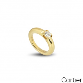 Cartier Yellow Gold Round Brilliant Cut Diamond C de Cartier Ring 0.40ct G/VS1